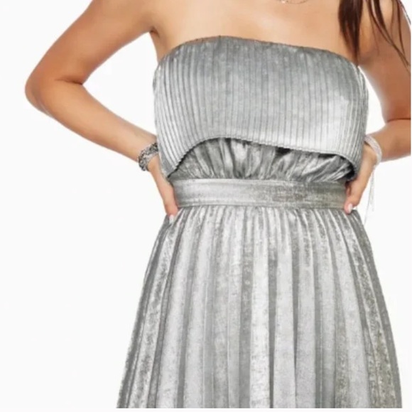 Ramy Brook Ryleigh Pleated Gunmetal Metallic Strapless Minidress, Size 4, NWT - Picture 3 of 8